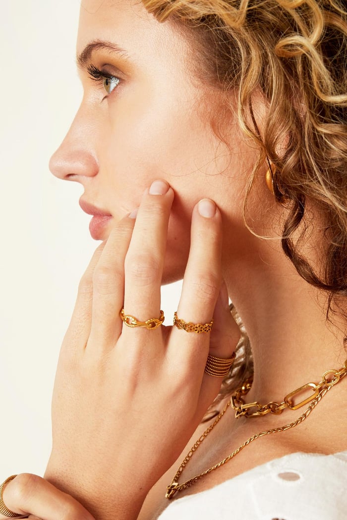 Ring Flower Field Gold Color Stainless Steel One size h5Picture2